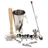 PURPLESPOILZ 10 PIECE BOSTON SHAKER SET WITH A FREE WAITERS FRIEND AND ICE TONGS