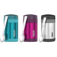 THERMOS 470ml FOOD JAR WITH SPOON - TEAL, PINK OR SILVER