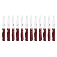 TRAMONTINA CHURRASCO RED STEAK KNIFE WIDE BLADE SET 12