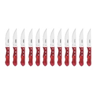 TRAMONTINA CHURRASCO JUMBO SERRATED RED STEAK KNIFE 127mm SET 12
