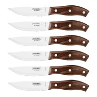 TRAMONTINA CHURRASCO JUMBO SERRATED CURVED BROWN STEAK KNIFE 118mm SET 12