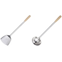 CHEF INOX STAINLESS STEEL WOK SET - LADLE & SPATULA