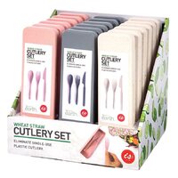 IS GIFT 3 PIECE WHEAT STRAW TRAVEL CUTLERY SET
