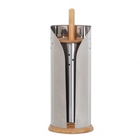 WHITE MAGIC ECO BASICS STAINLESS STEEL TOILET ROLL HOLDER & BRUSH SET