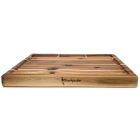 WOODPECKER RECTANGULAR ACACIA BOARD WITH BUILT-IN BOWLS 48 x 35 x 3cm